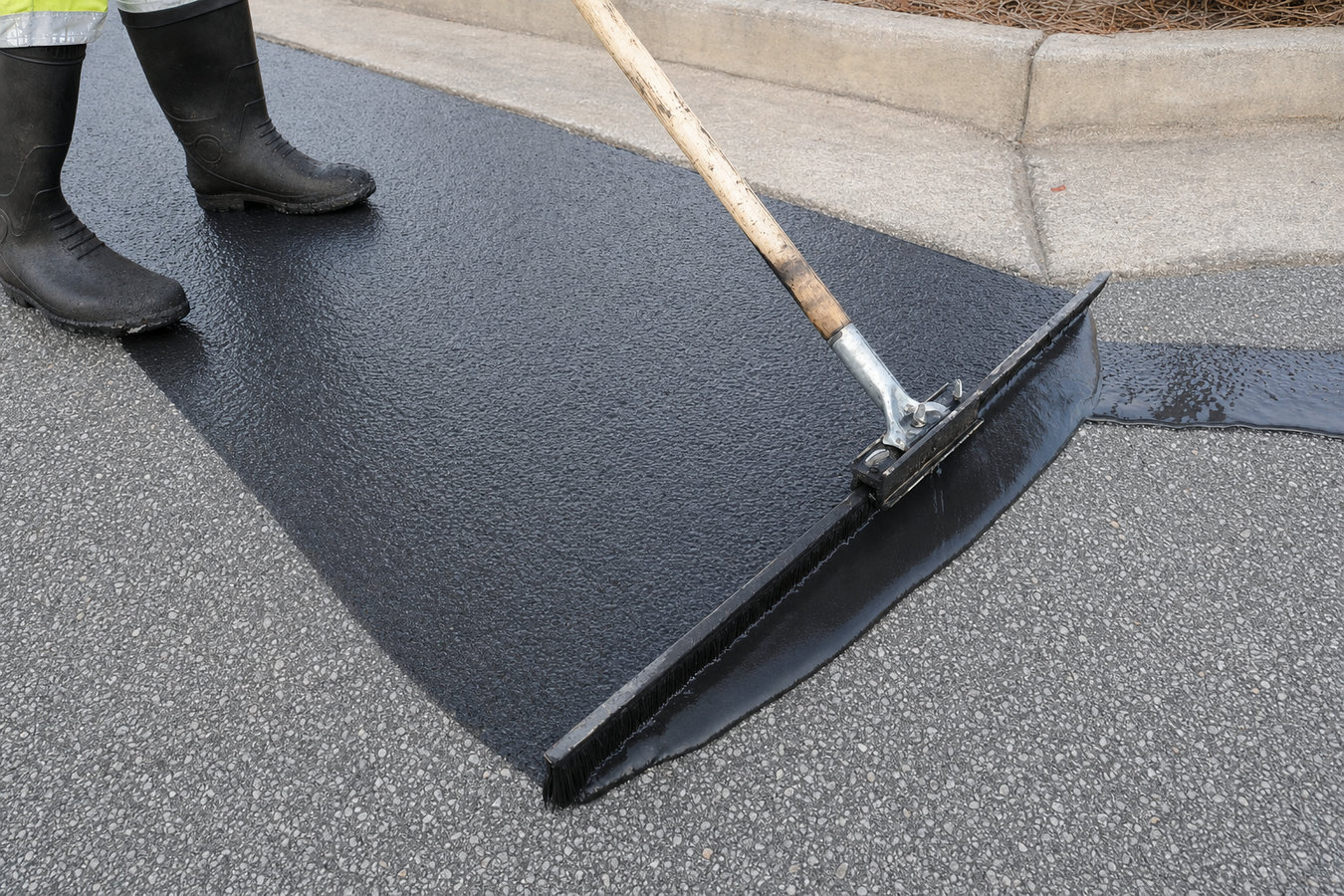 Asphalt sealcoating